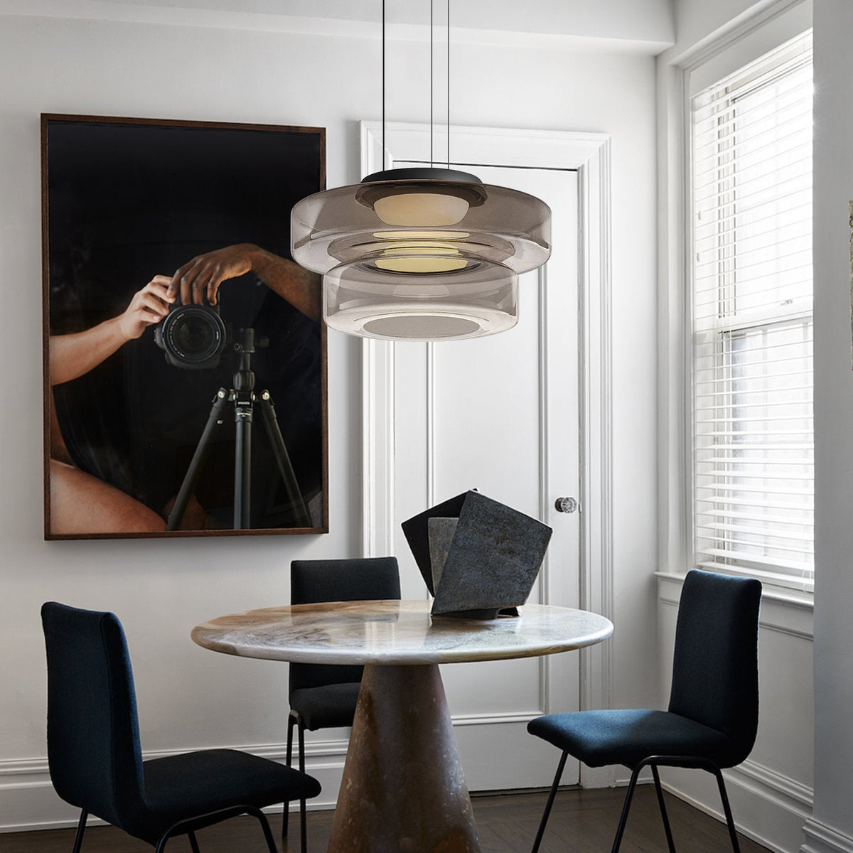 Glass Pendant Lamp | Bauhaus Style Hanging Light | Dining Room