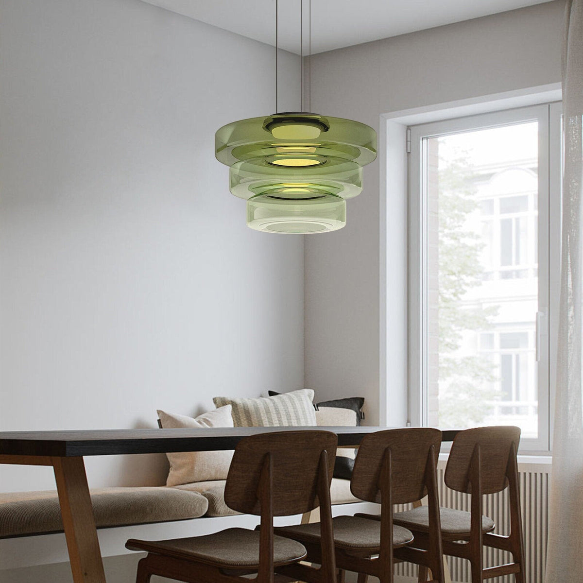 Glass Pendant Lamp | Bauhaus Style Hanging Light | Dining Room