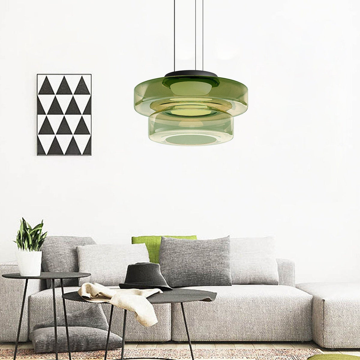 Glass Pendant Lamp | Bauhaus Style Hanging Light | Dining Room