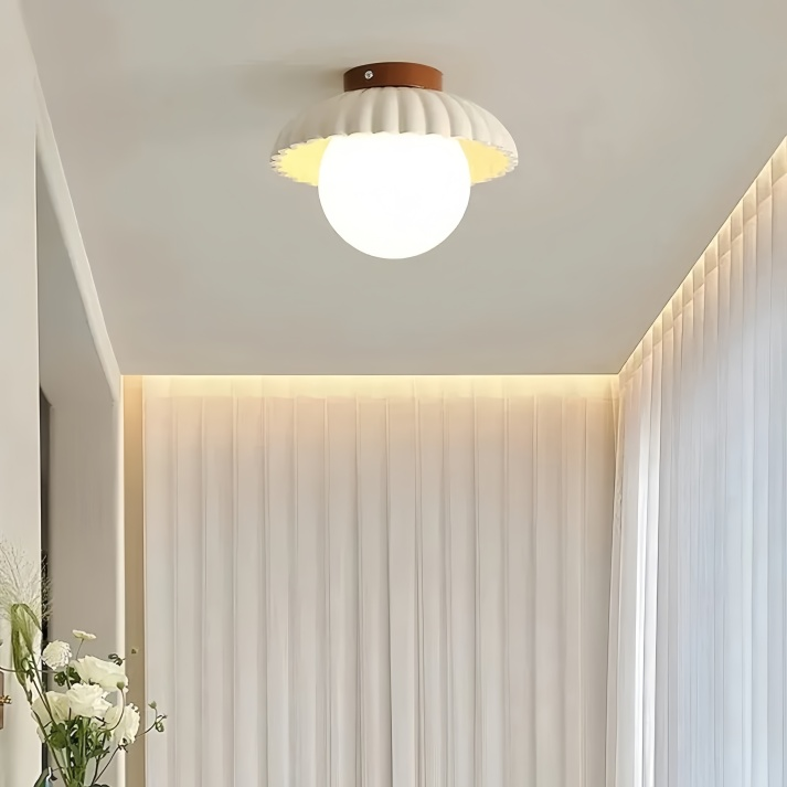 Iron Hallway Ceiling Light | Modern Glass & Metal Flush Mount | Bedroom