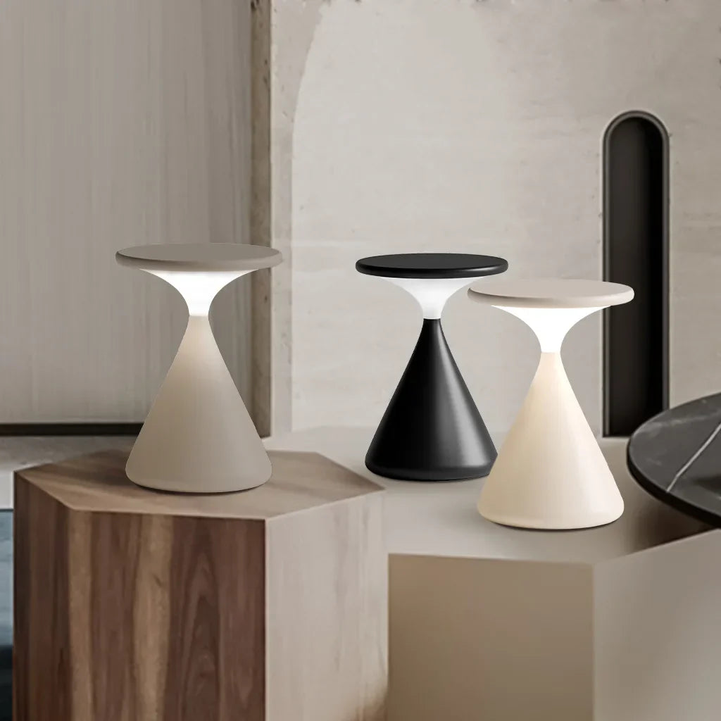 Aurora Wireless Table Lamp | Hourglass Design | Rechargeable Adjustable Bedside