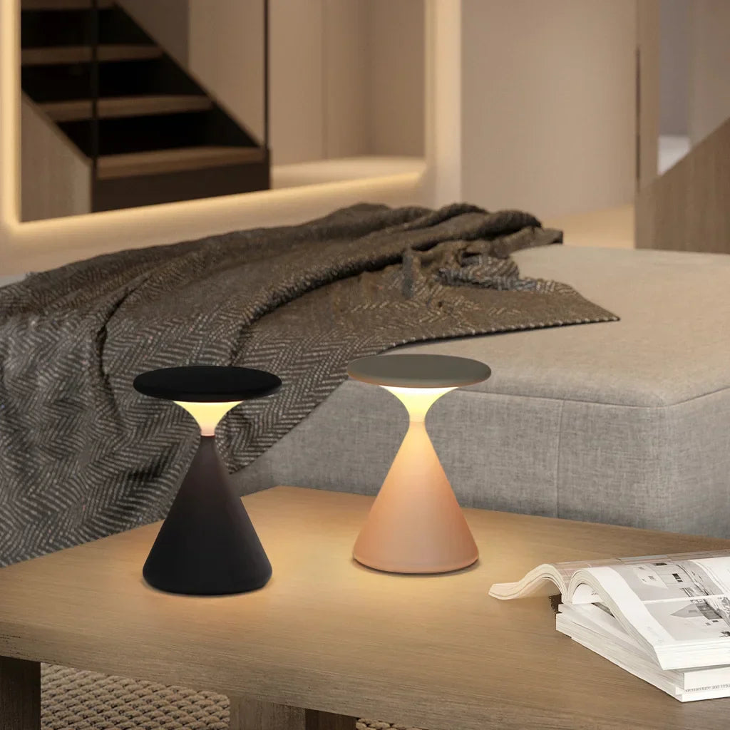 Aurora Wireless Table Lamp | Hourglass Design | Rechargeable Adjustable Bedside