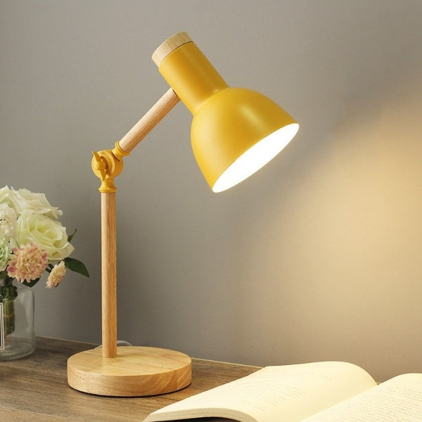 Nordic Wooden LED Desk Lamp | Scandinavian Minimalist Lighting | Wood Metal Adjustable Bedside
