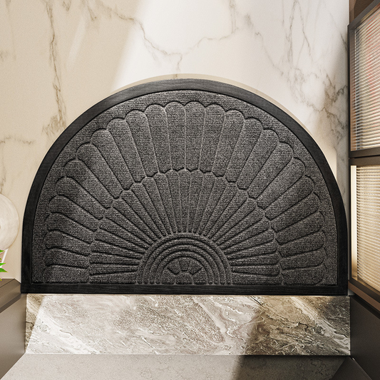 Door Mat Non Slip Rubber Semi Circular Entryway Mat | Water-Resistant Non-Slip
