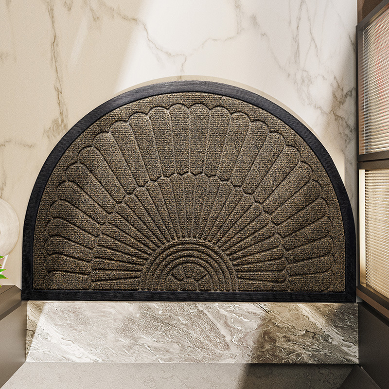 Door Mat Non Slip Rubber Semi Circular Entryway Mat | Water-Resistant Non-Slip