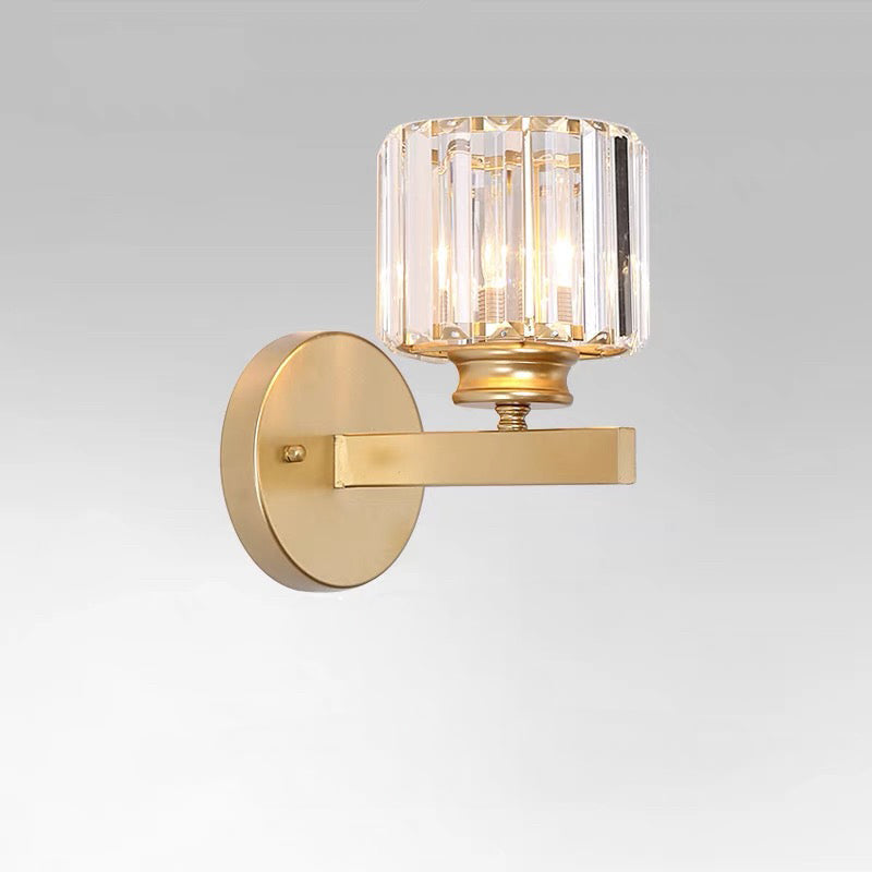 Crystal Wall Light | Modern Glass & Iron Sconce | Bedroom