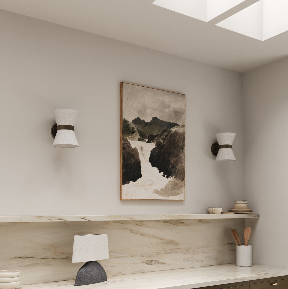 Bronze & Linen Wall Light | Classic Modern Elegance | Bedroom