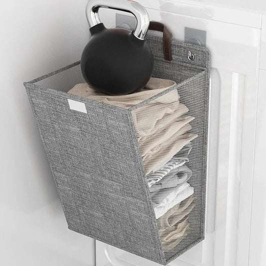 Wallora | Foldable Adhesive Laundry Basket | Wall-Mounted Clothes Hamper & Organiser | Hallway