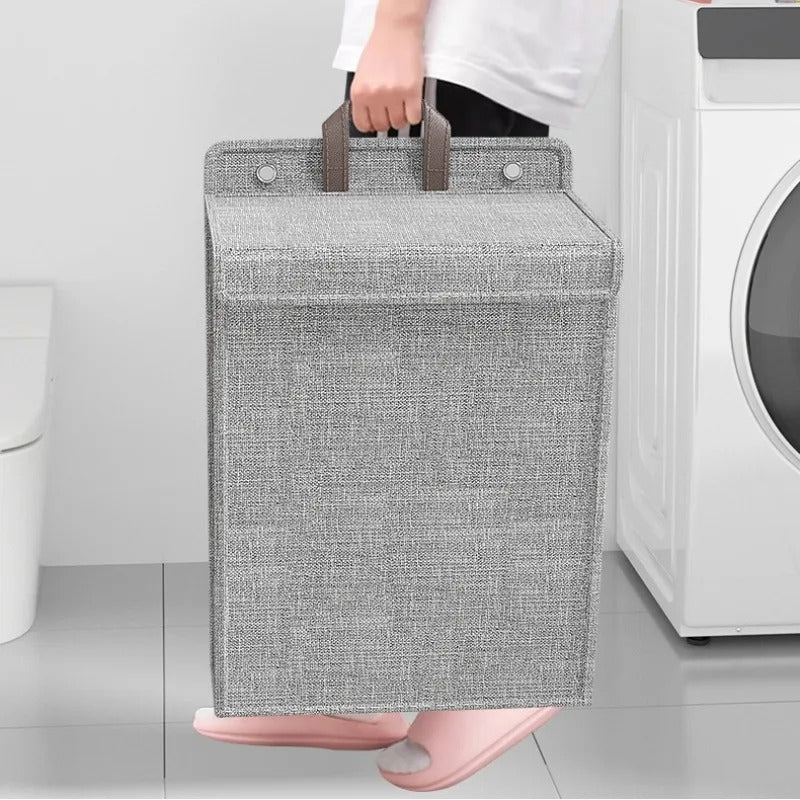 Wallora | Foldable Adhesive Laundry Basket | Wall-Mounted Clothes Hamper & Organiser | Hallway