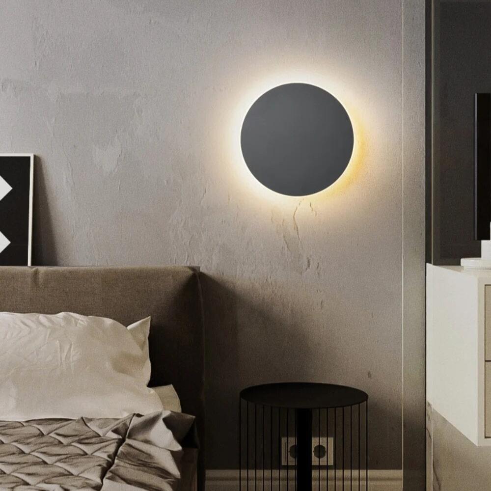Minimalist Round LED Wall Light | Modern Nordic Design | Iron Bedroom