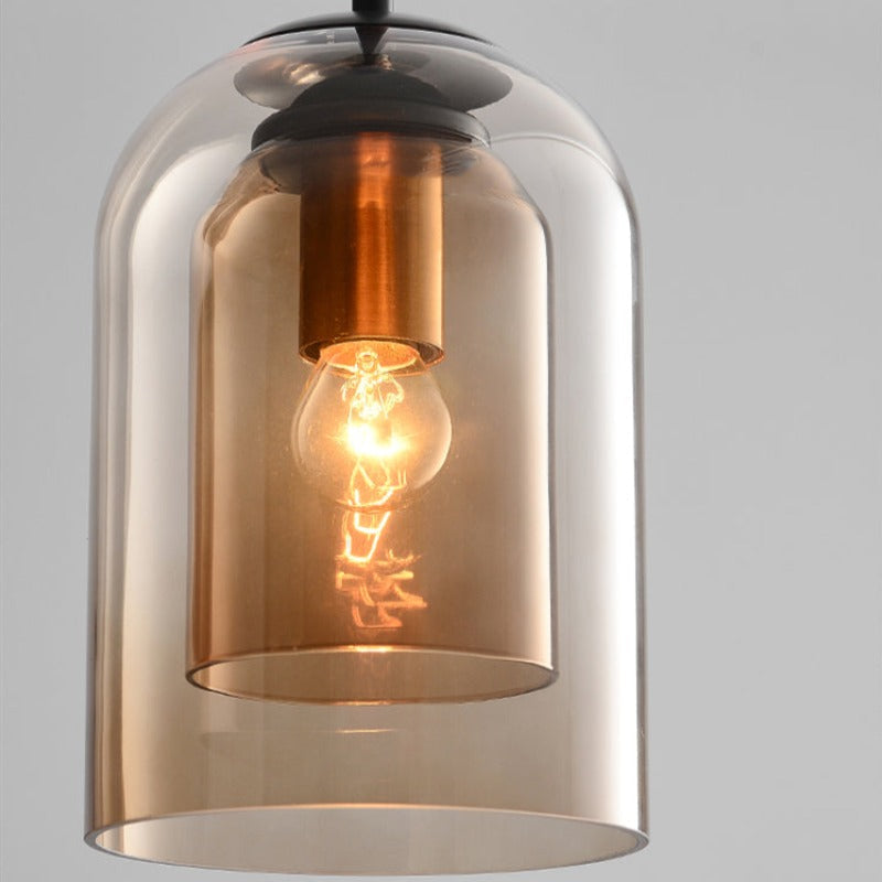 Mica Mid-Century Pendant Lamp | Double Glass Shade | Pendant Light Iron Mid-century Dining Room