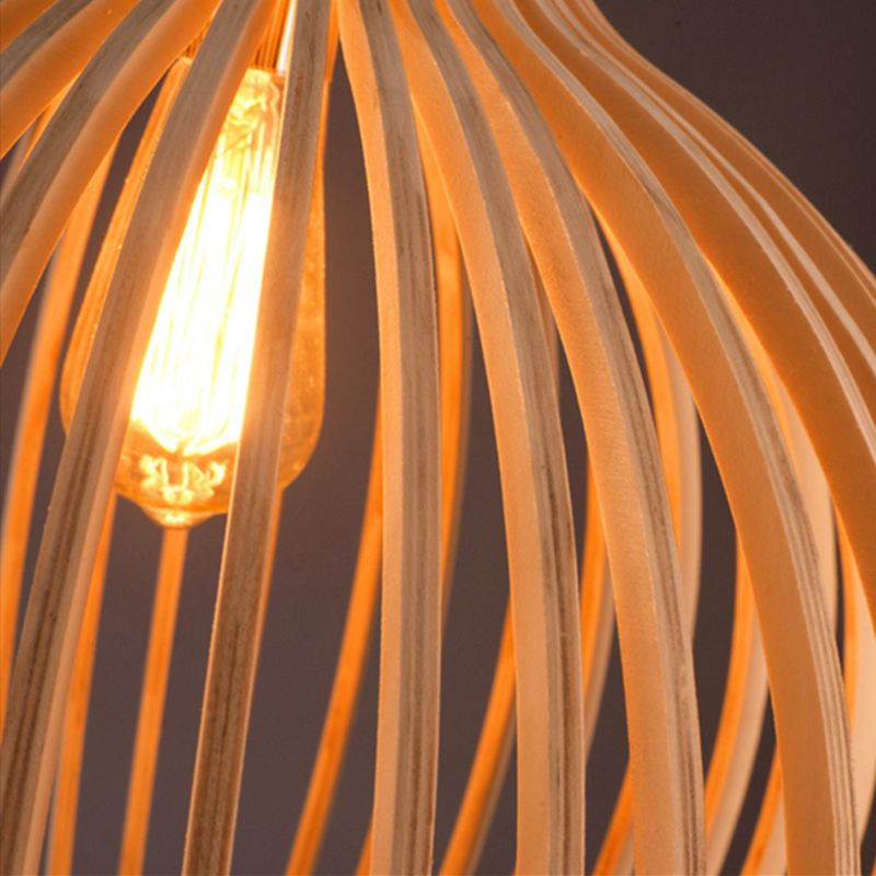 Handcrafted Wooden Pendant Light | Natural Scandinavian Design | Wood Adjustable Nordic