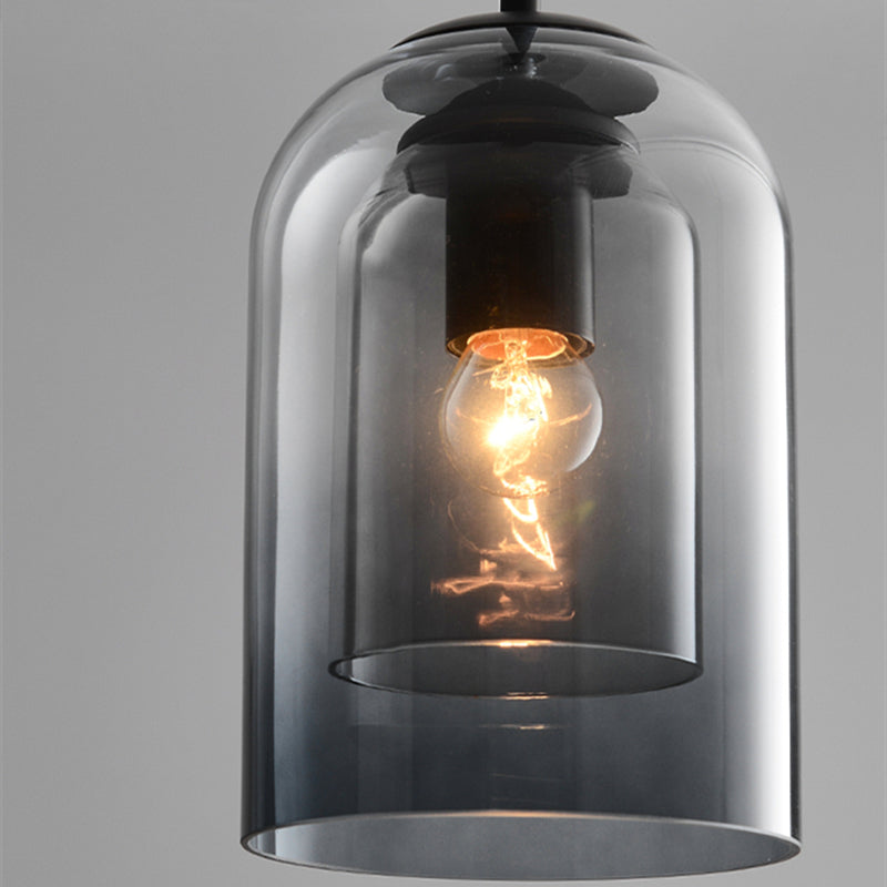 Mica Mid-Century Pendant Lamp | Double Glass Shade | Pendant Light Iron Mid-century Dining Room