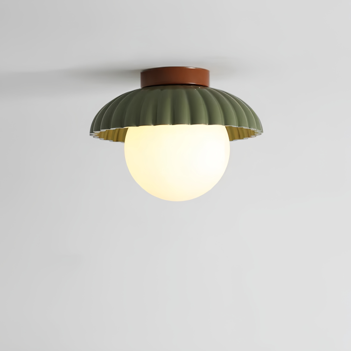 Iron Hallway Ceiling Light | Modern Glass & Metal Flush Mount | Bedroom
